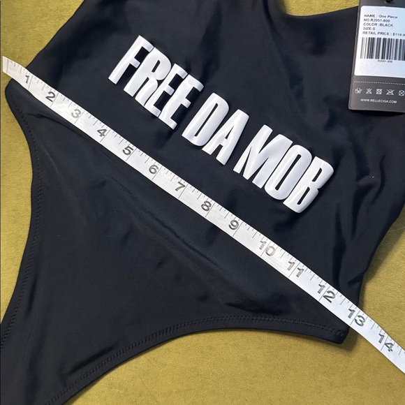 RELLECIGA One Piece FREE DA MOB Thong Swimsuit Small in Black NWT 116 - Picture 10 of 10